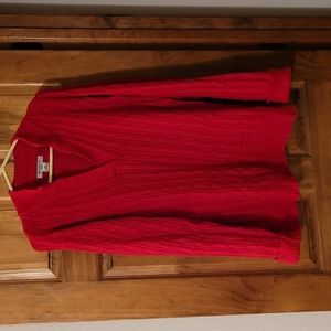Red, cable knit sweater